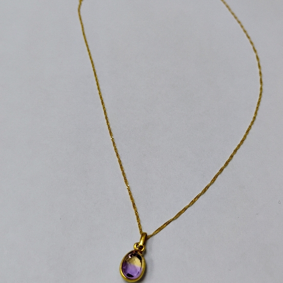 La Bolivianita (or Ametrine) With Italian 18K Yellow Gold Chain Necklace. - Picture 7 of 14